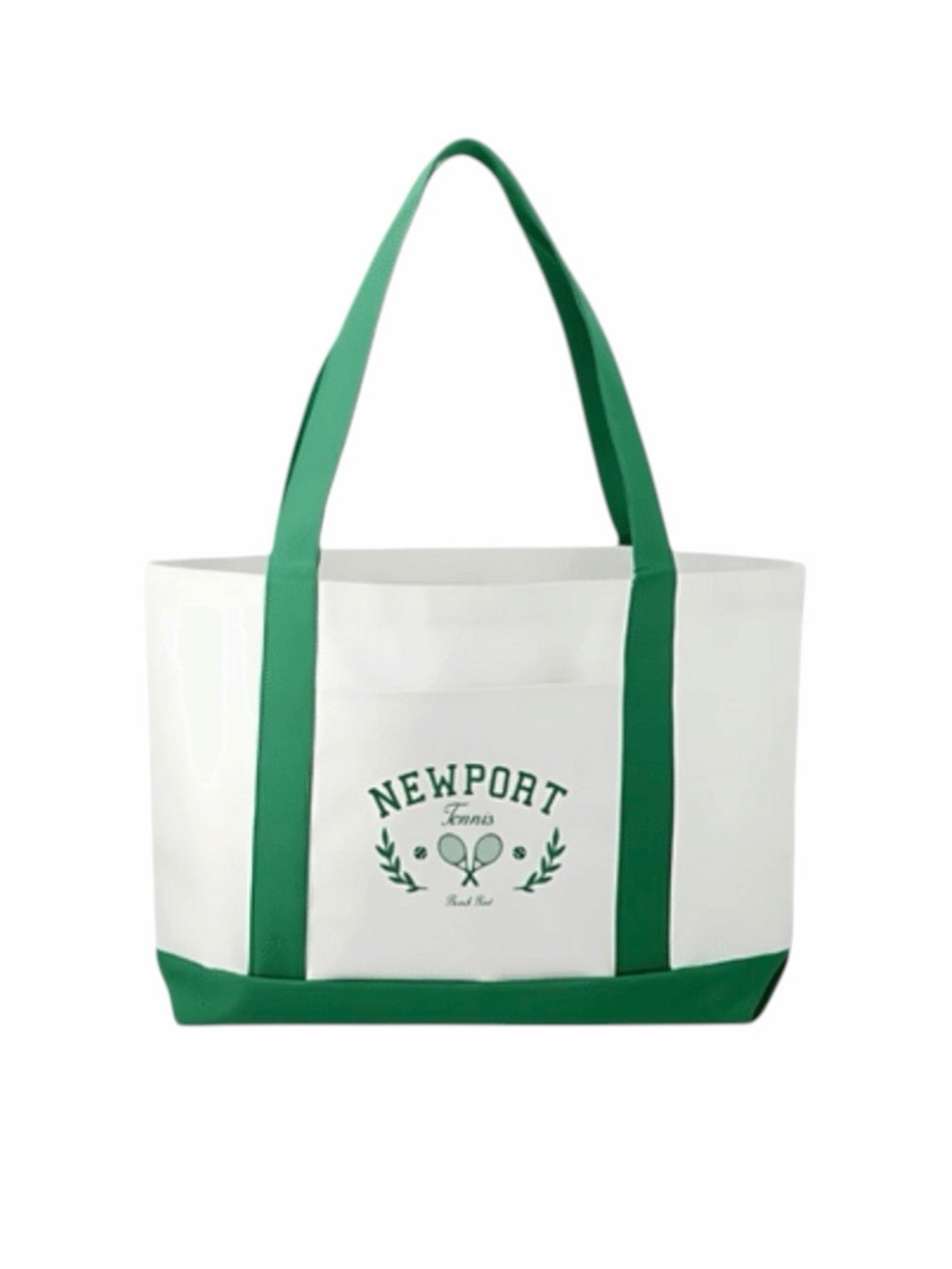 Beach Riot Newport Tote Bag - Canvas Green & White Beach & Tennis Carryall NWT